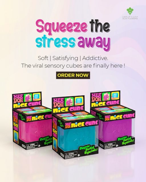 Squeeze, squish, repeat 💫
Meet our new NeeDoh Nice Cubes – the soft, satisfying, addictive way to melt the stress of your day away.
Available now at Alia Flowers in blue, pink & purple… which color are you squeezing first? 💙💖💜

#NeeDoh #NiceCube #StressRelief #FidgetToy #sensorytoy